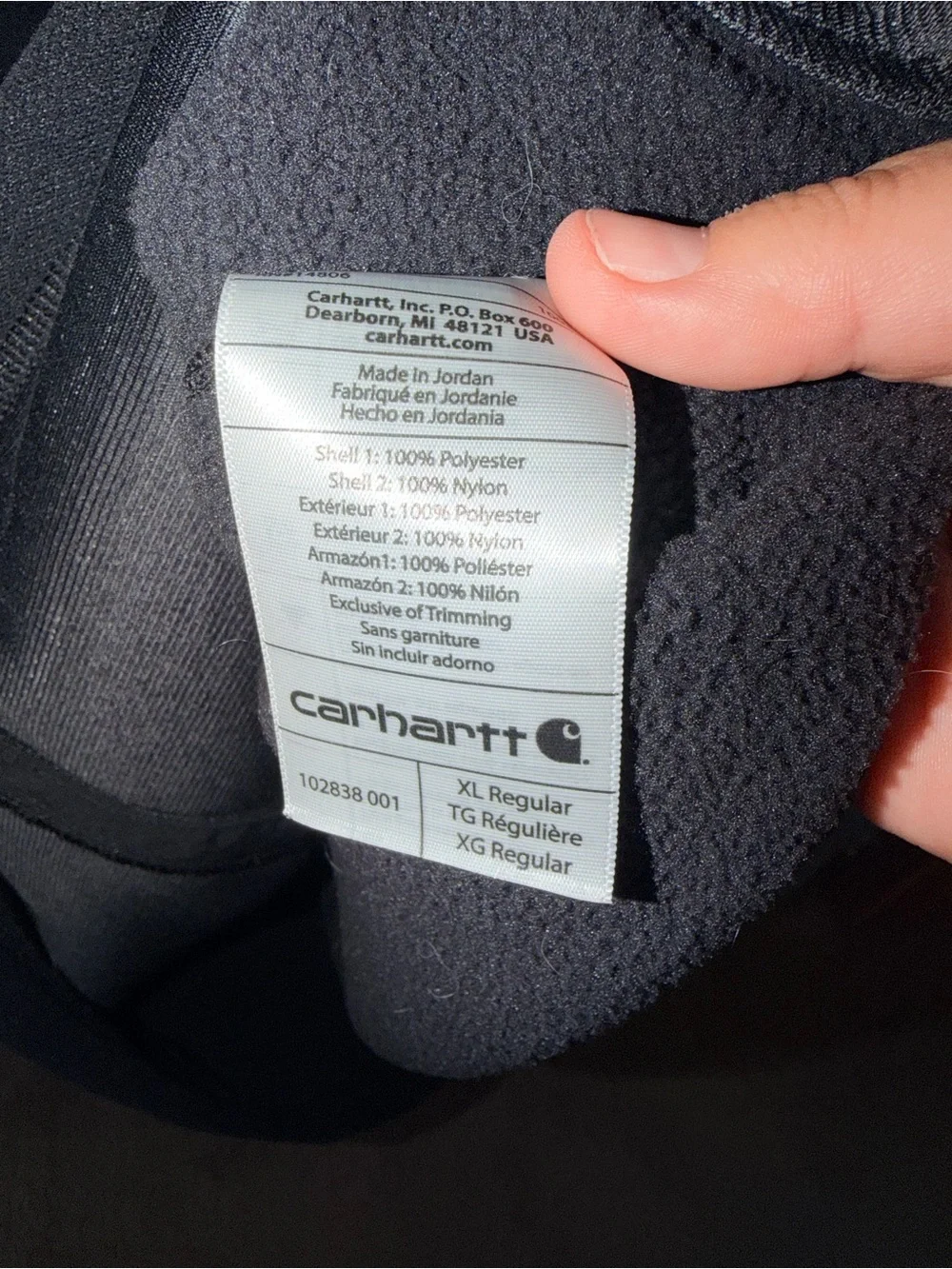 Carhartt Black Full-Zip Performance Fleece Jacket Size XL